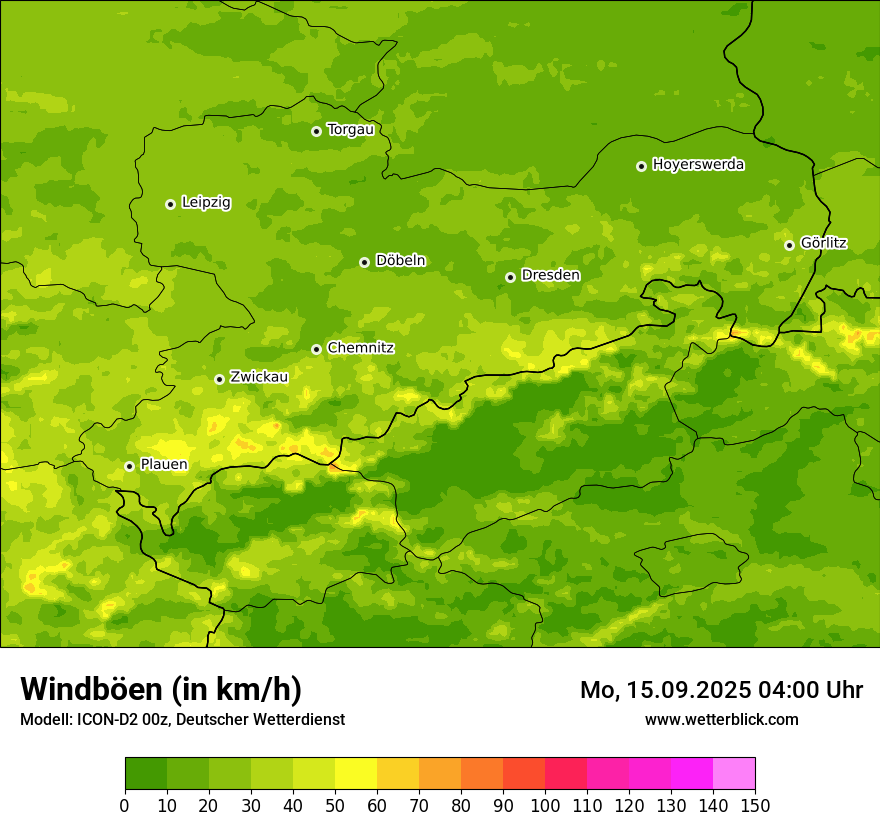 Modellkarten Windgeschwindigkeit