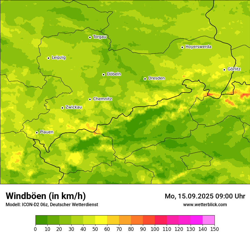 Modellkarten Windgeschwindigkeit