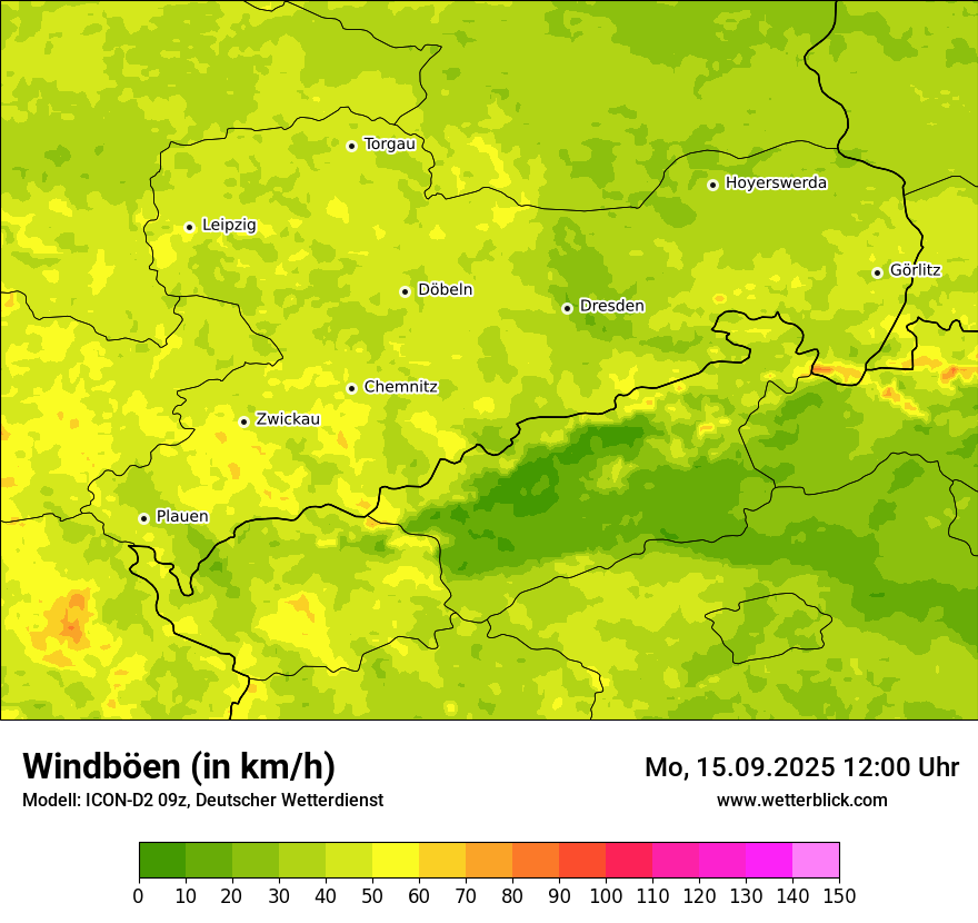 Modellkarten Windgeschwindigkeit