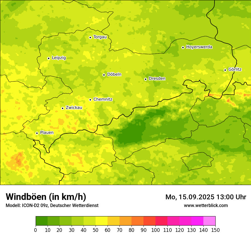 Modellkarten Windgeschwindigkeit