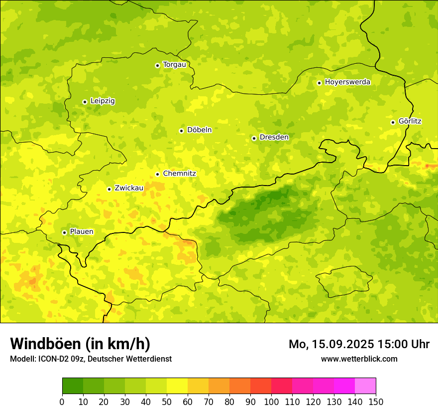 Modellkarten Windgeschwindigkeit