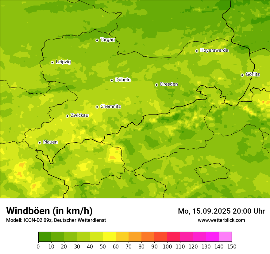 Modellkarten Windgeschwindigkeit