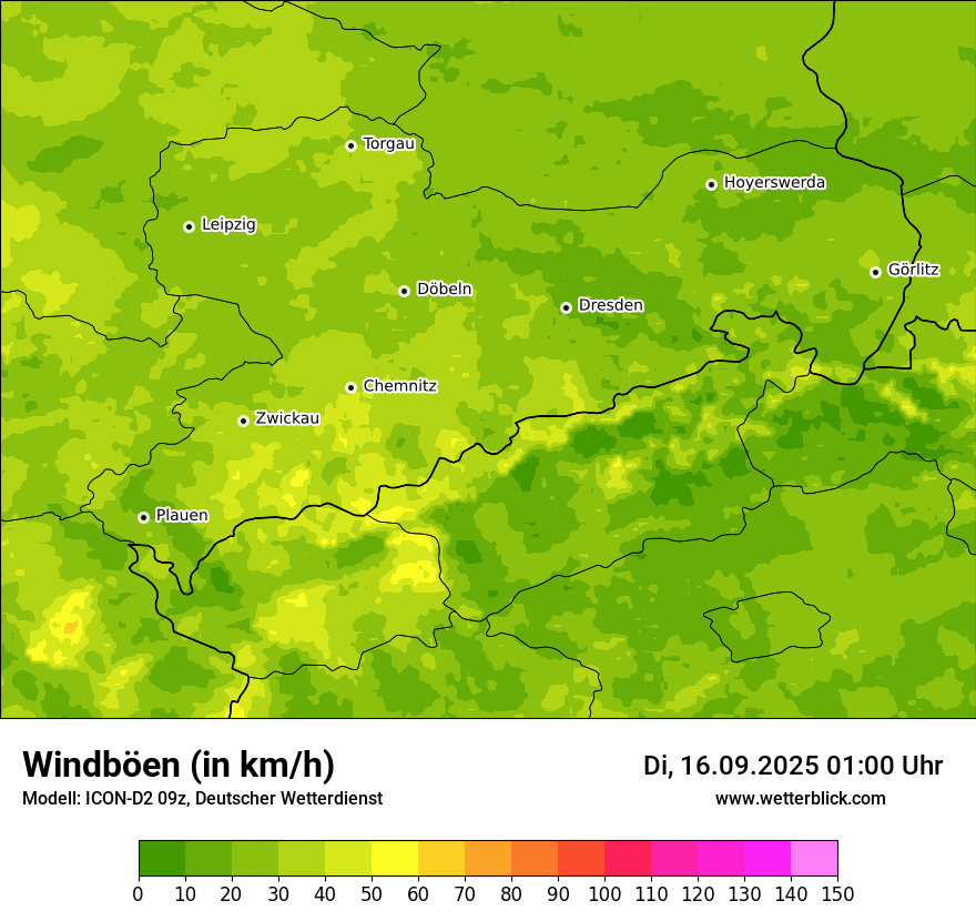 Modellkarten Windgeschwindigkeit