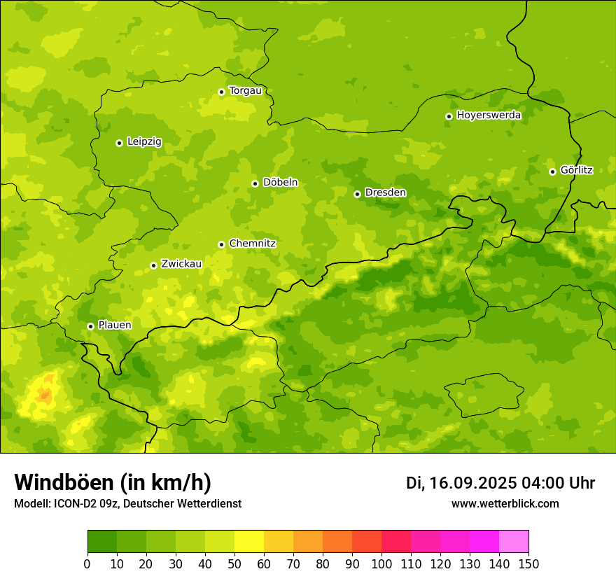 Modellkarten Windgeschwindigkeit
