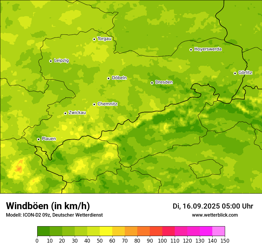 Modellkarten Windgeschwindigkeit