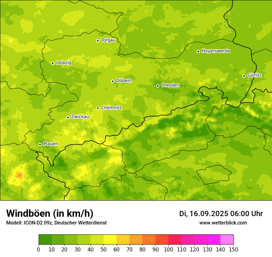 Modellkarten Windgeschwindigkeit