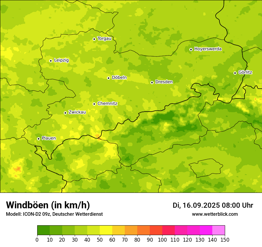 Modellkarten Windgeschwindigkeit