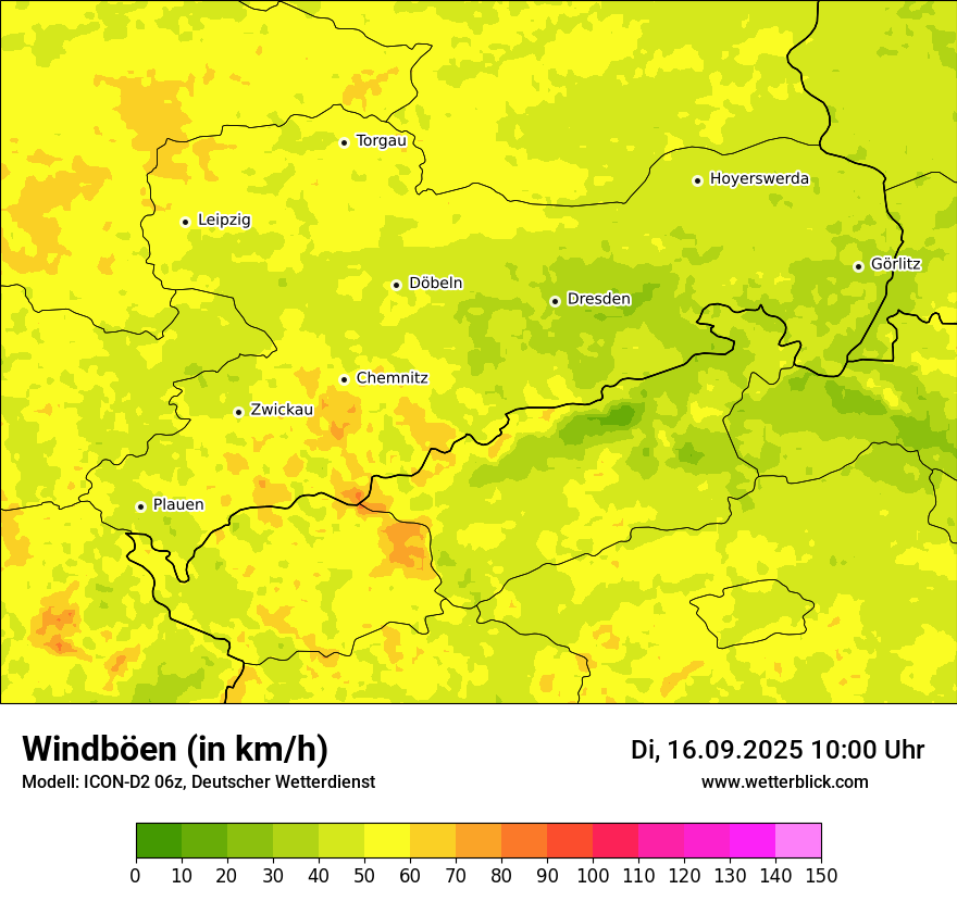 Modellkarten Windgeschwindigkeit