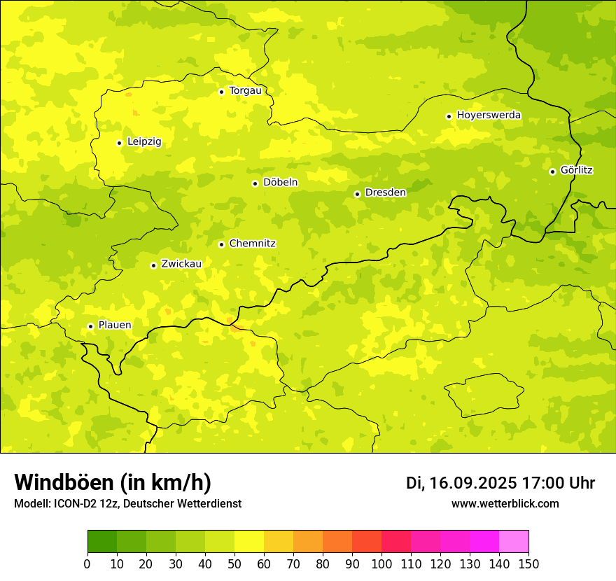 Modellkarten Windgeschwindigkeit