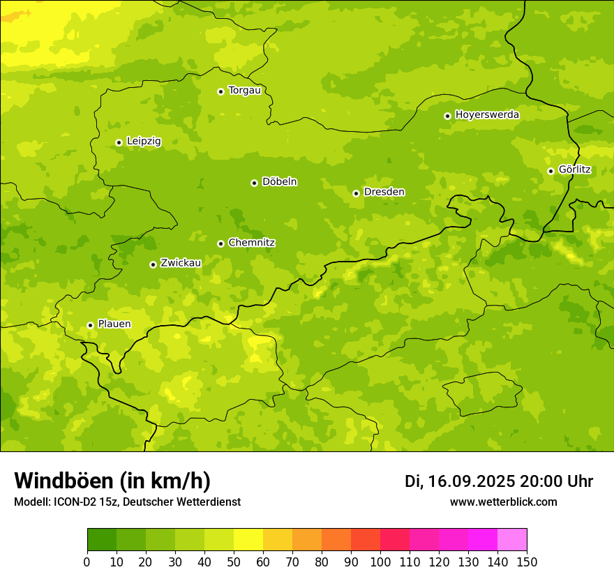 Modellkarten Windgeschwindigkeit