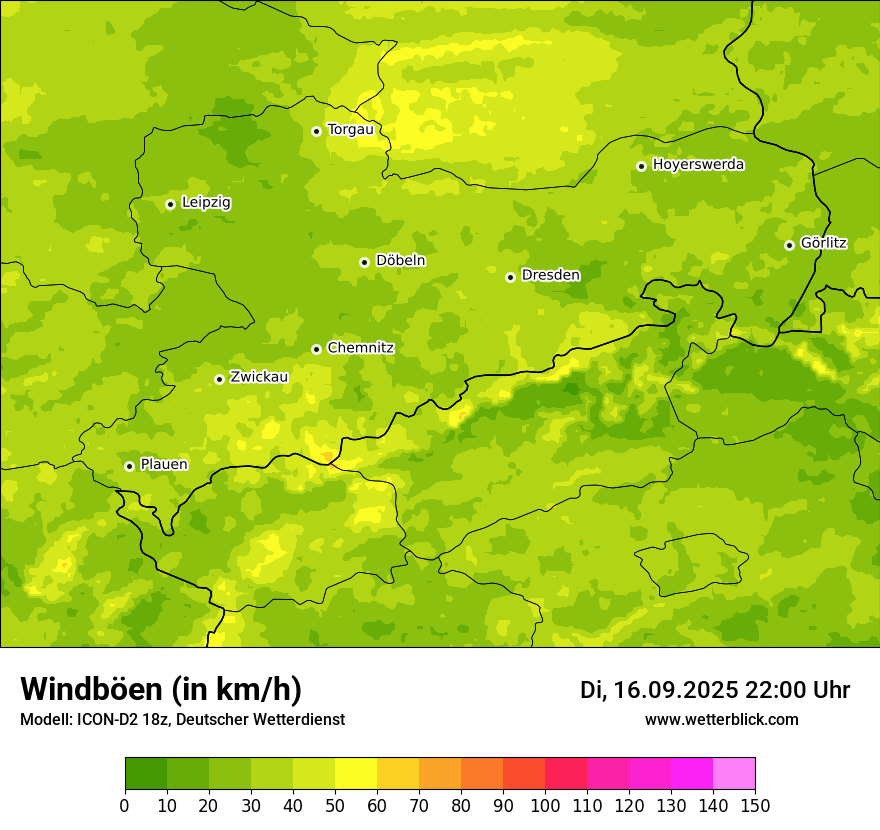 Modellkarten Windgeschwindigkeit