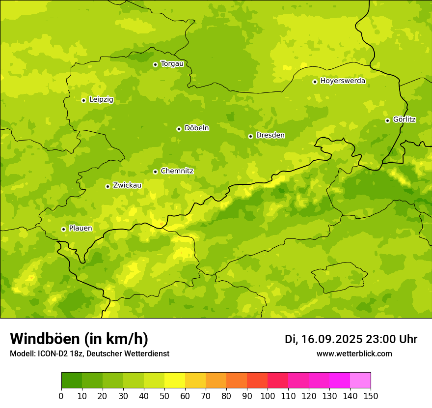 Modellkarten Windgeschwindigkeit