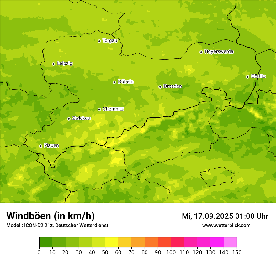 Modellkarten Windgeschwindigkeit