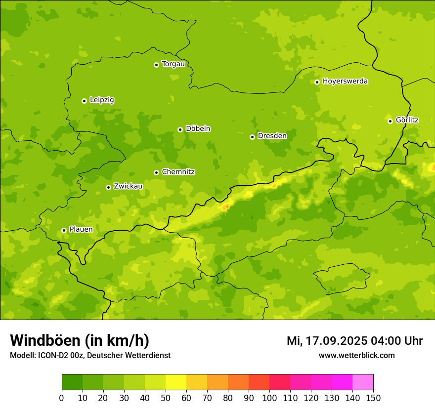 Modellkarten Windgeschwindigkeit