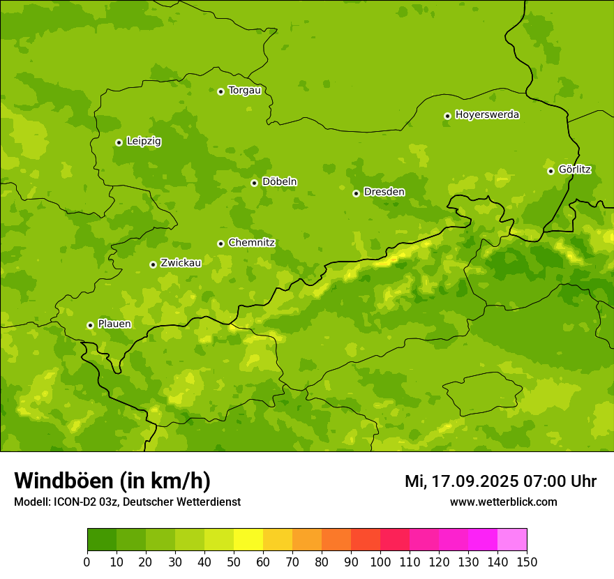 Modellkarten Windgeschwindigkeit