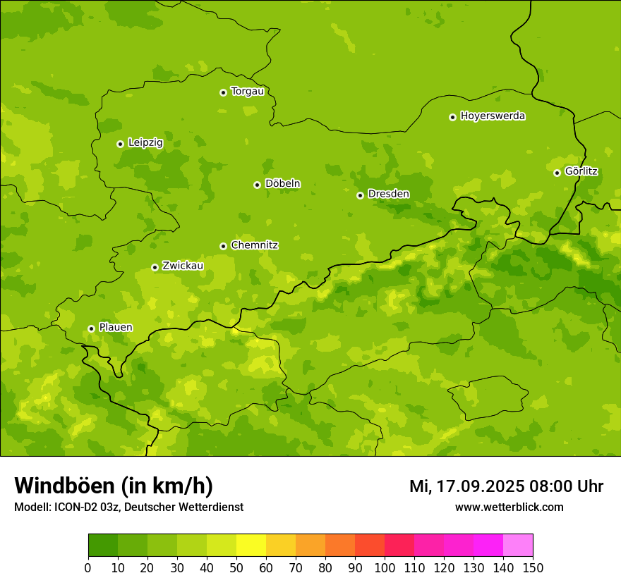 Modellkarten Windgeschwindigkeit