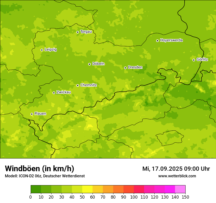 Modellkarten Windgeschwindigkeit