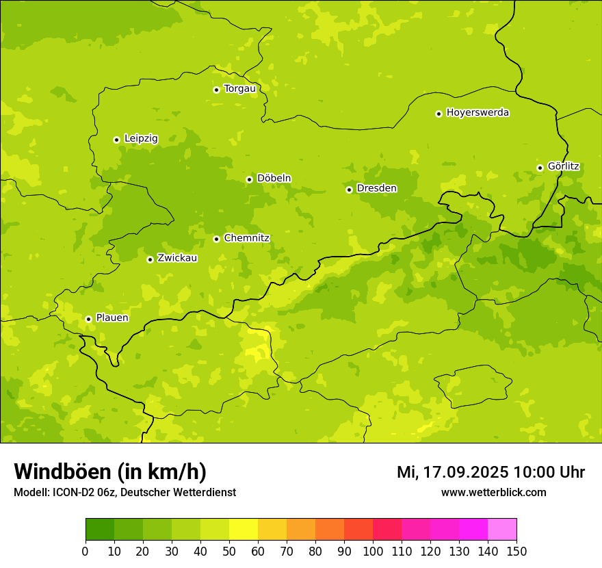 Modellkarten Windgeschwindigkeit