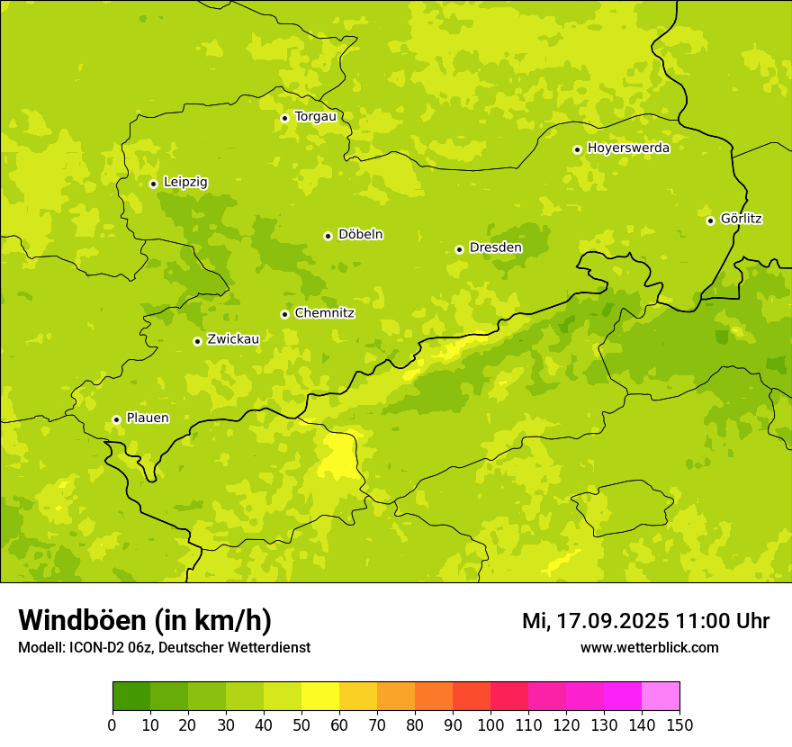 Modellkarten Windgeschwindigkeit