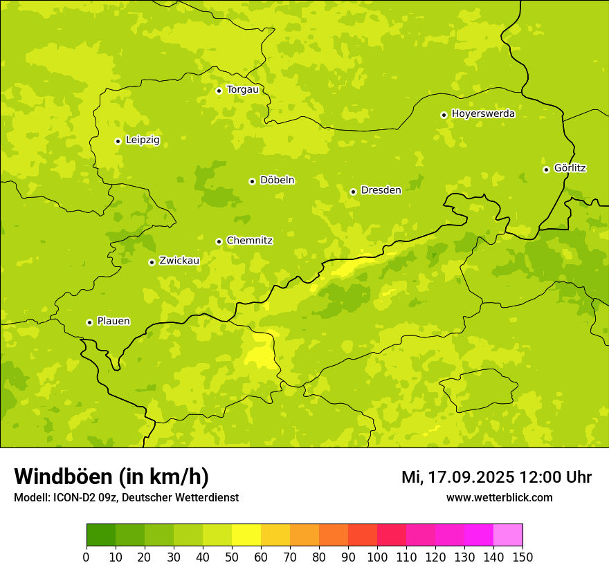 Modellkarten Windgeschwindigkeit