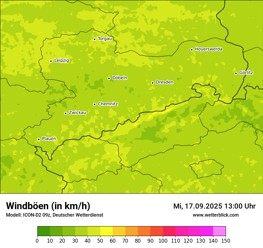 Modellkarten Windgeschwindigkeit