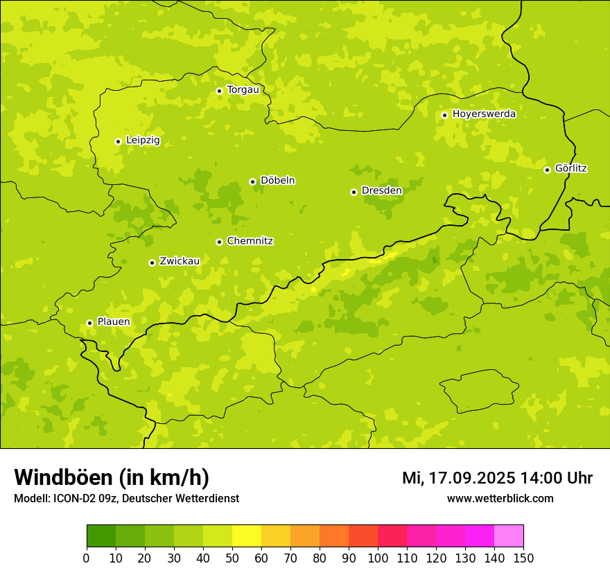 Modellkarten Windgeschwindigkeit