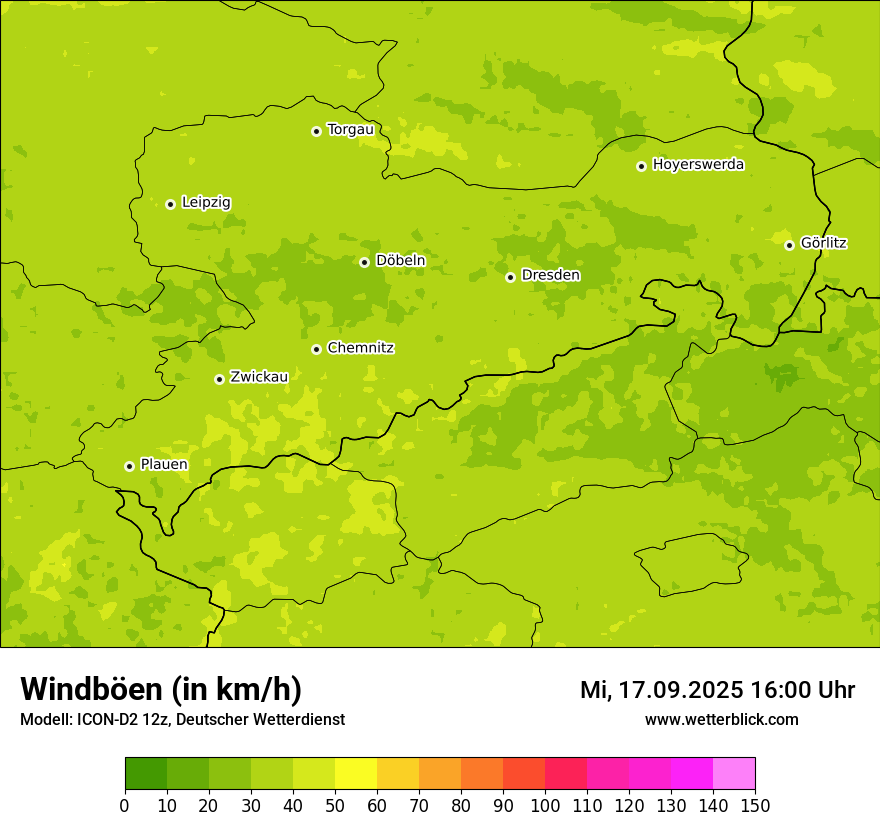 Modellkarten Windgeschwindigkeit