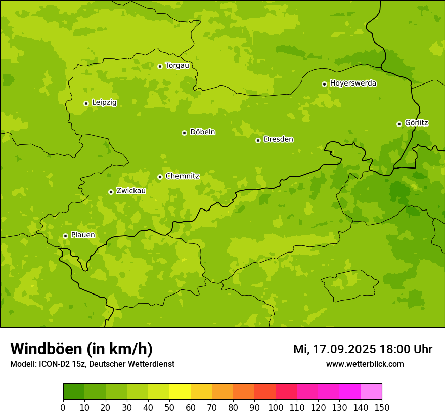 Modellkarten Windgeschwindigkeit
