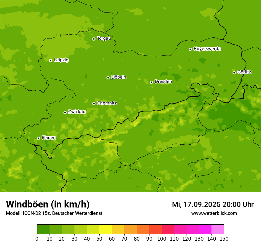 Modellkarten Windgeschwindigkeit