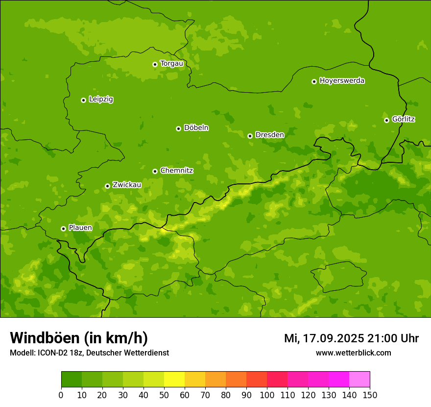Modellkarten Windgeschwindigkeit