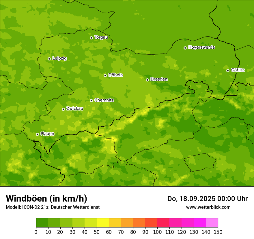 Modellkarten Windgeschwindigkeit