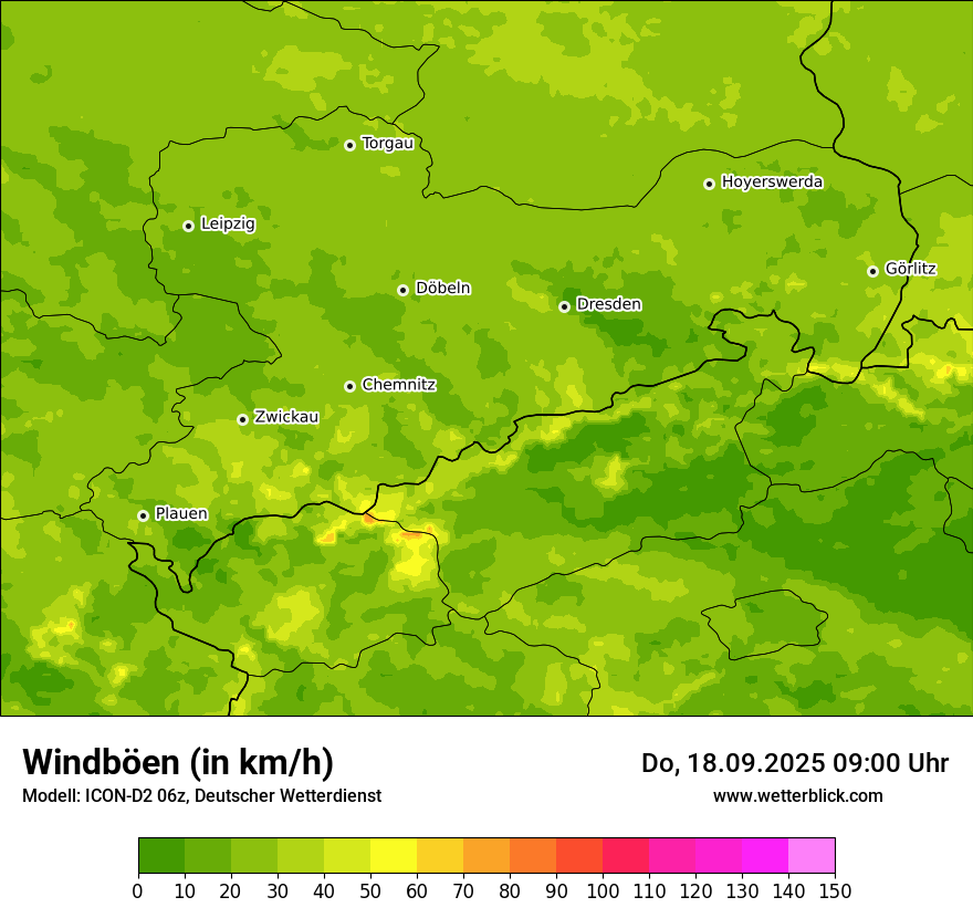 Modellkarten Windgeschwindigkeit