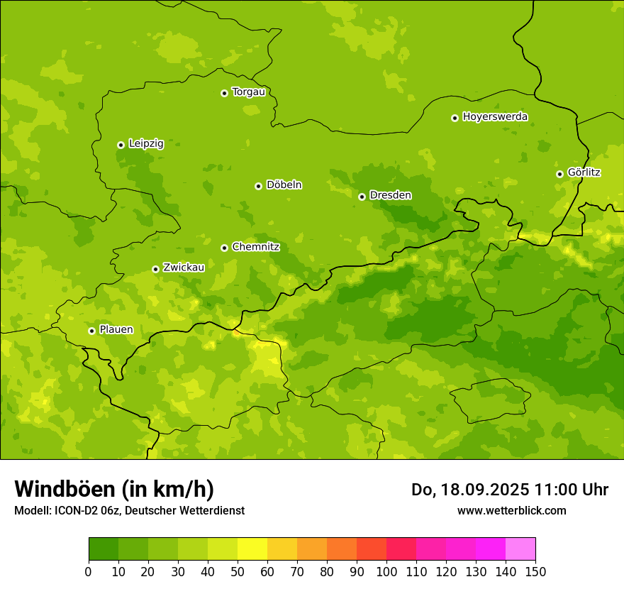Modellkarten Windgeschwindigkeit