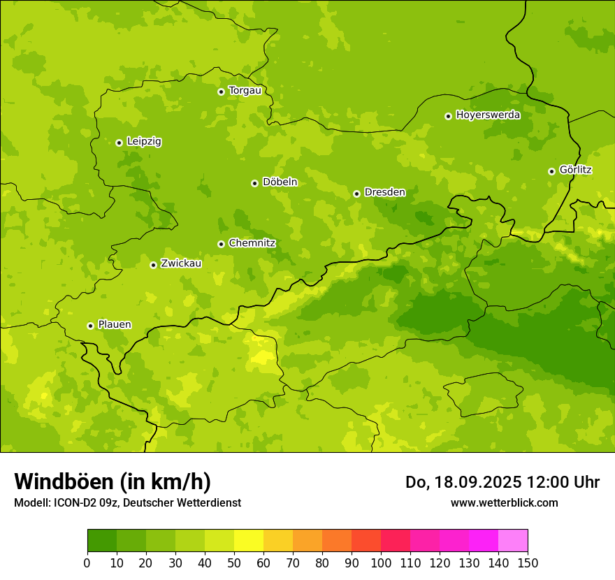 Modellkarten Windgeschwindigkeit