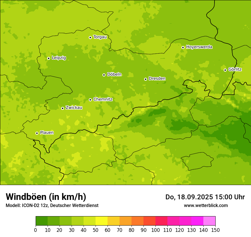 Modellkarten Windgeschwindigkeit