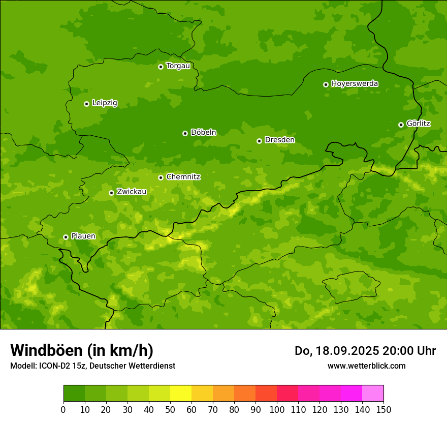 Modellkarten Windgeschwindigkeit