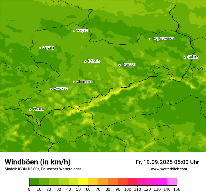 Modellkarten Windgeschwindigkeit