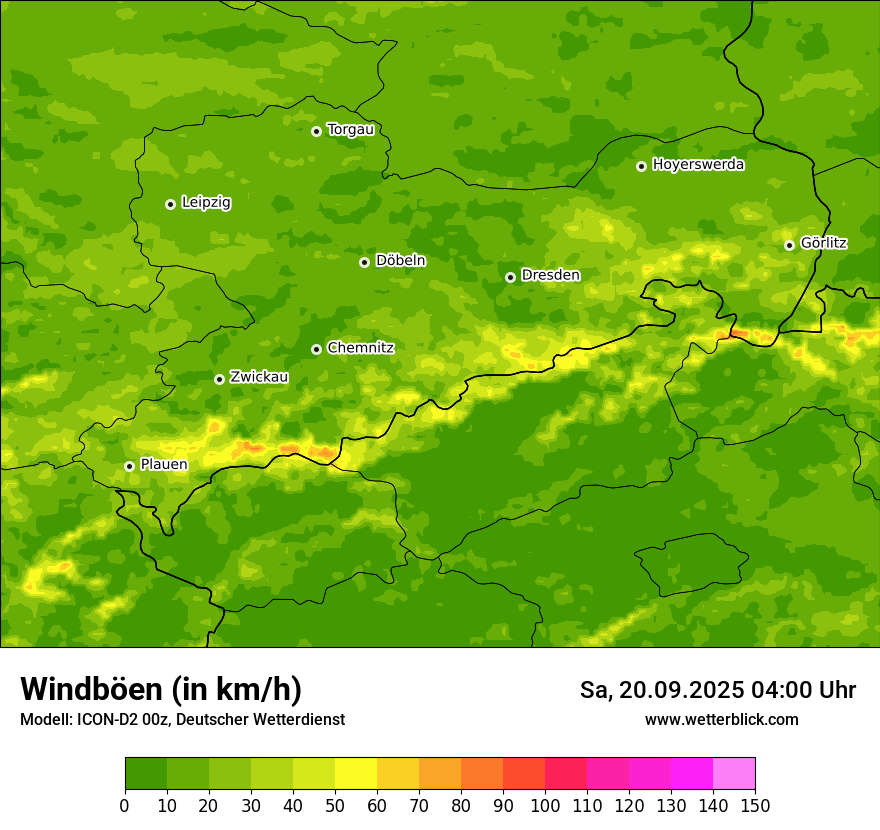 Modellkarten Windgeschwindigkeit