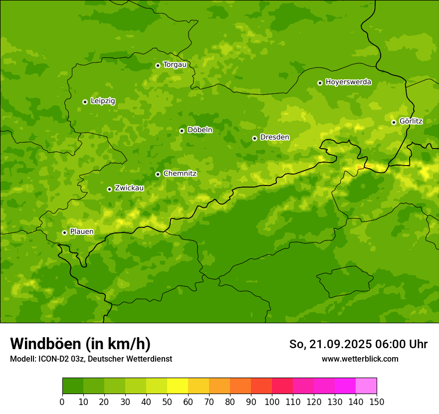 Modellkarten Windgeschwindigkeit