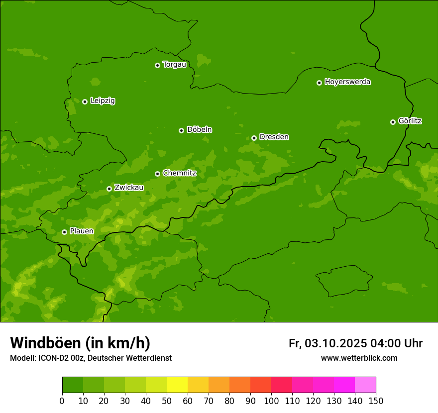Modellkarten Windgeschwindigkeit
