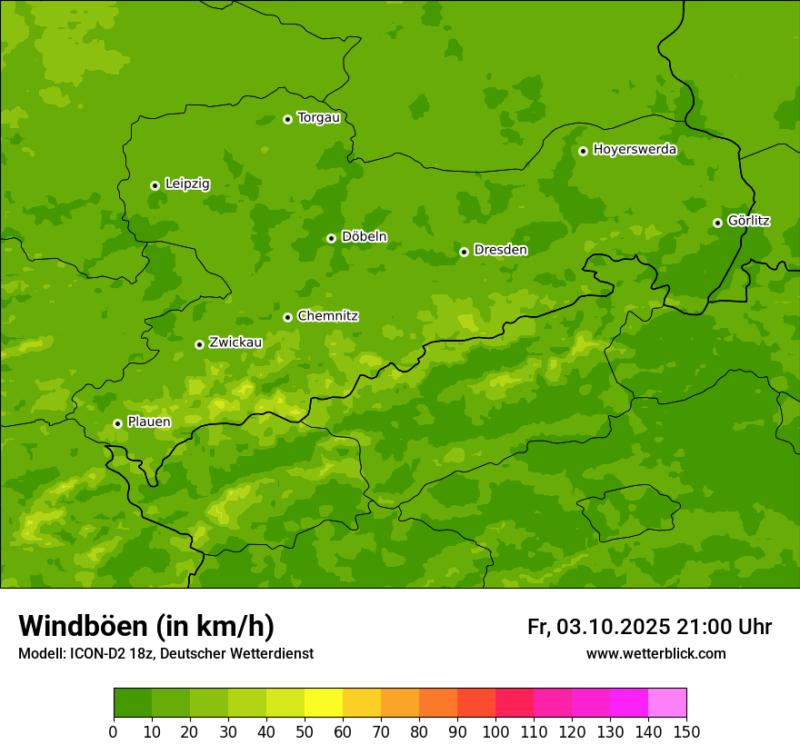 Modellkarten Windgeschwindigkeit