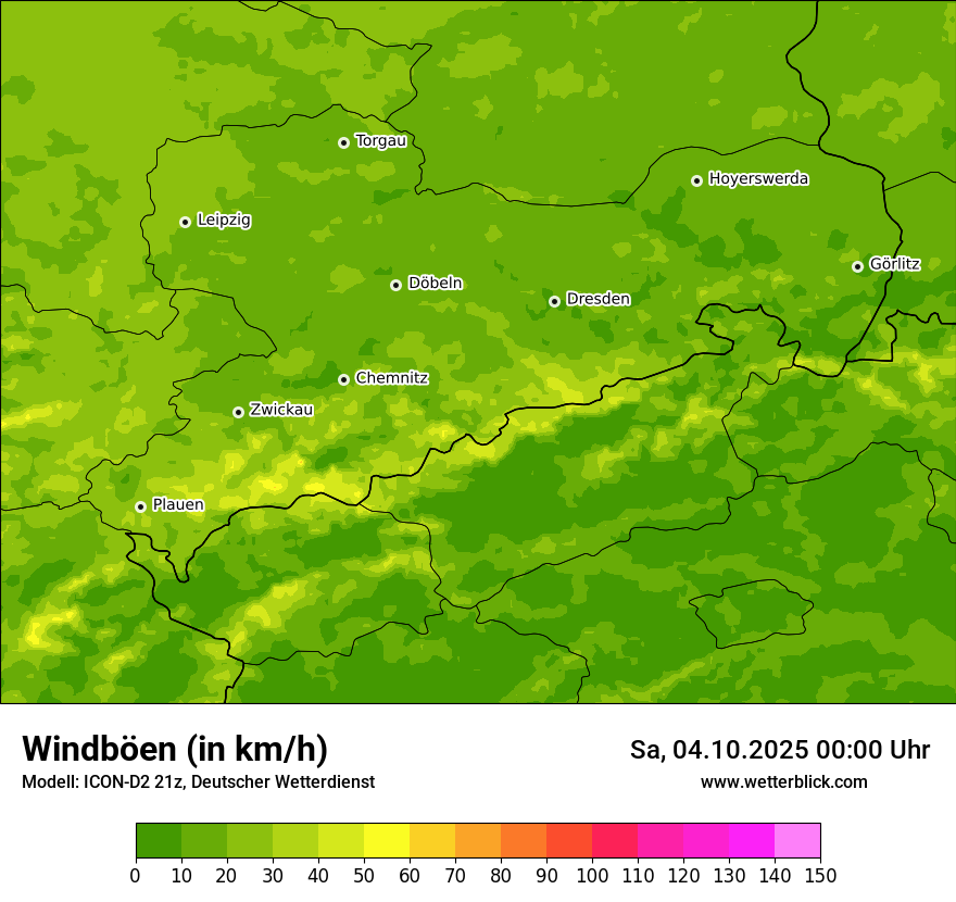 Modellkarten Windgeschwindigkeit
