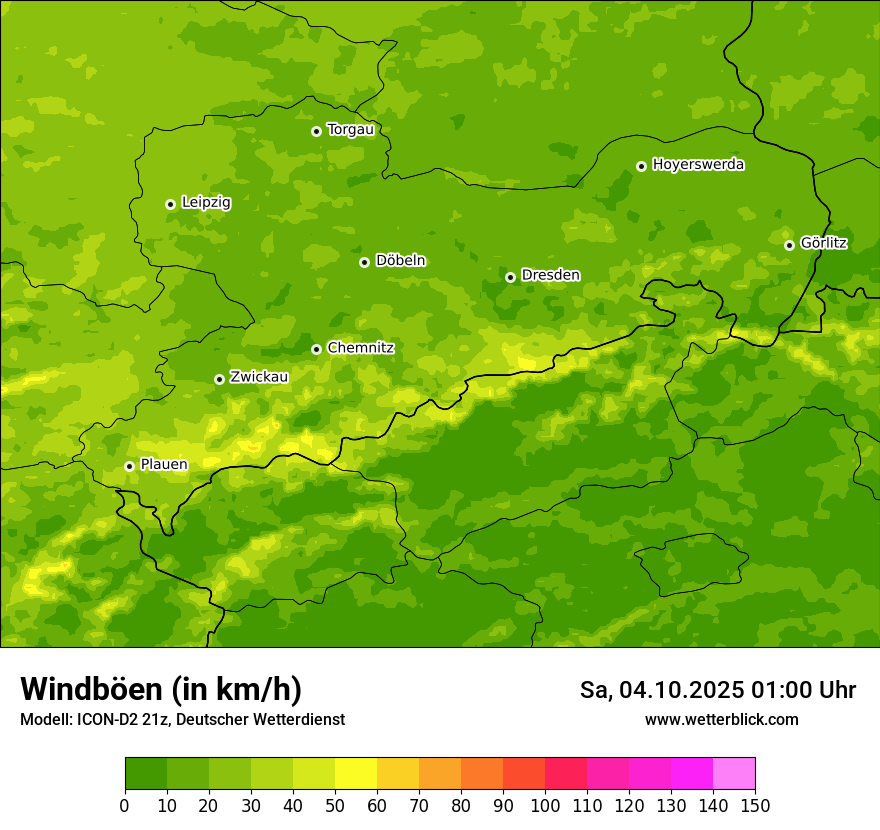 Modellkarten Windgeschwindigkeit