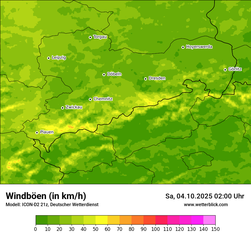 Modellkarten Windgeschwindigkeit