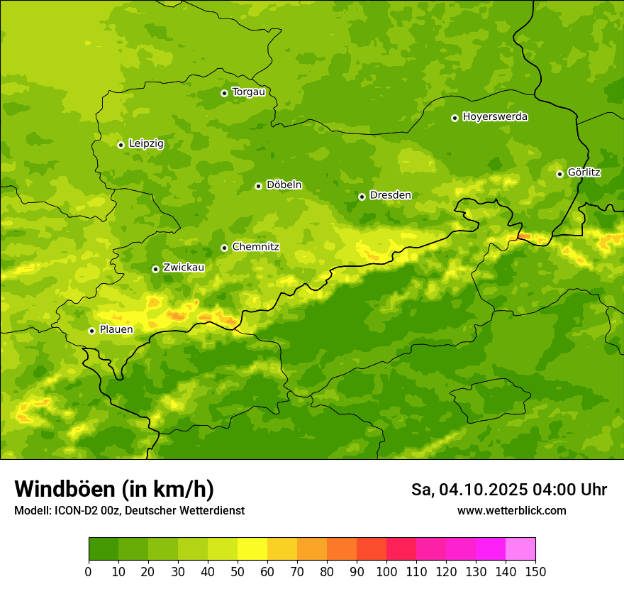 Modellkarten Windgeschwindigkeit