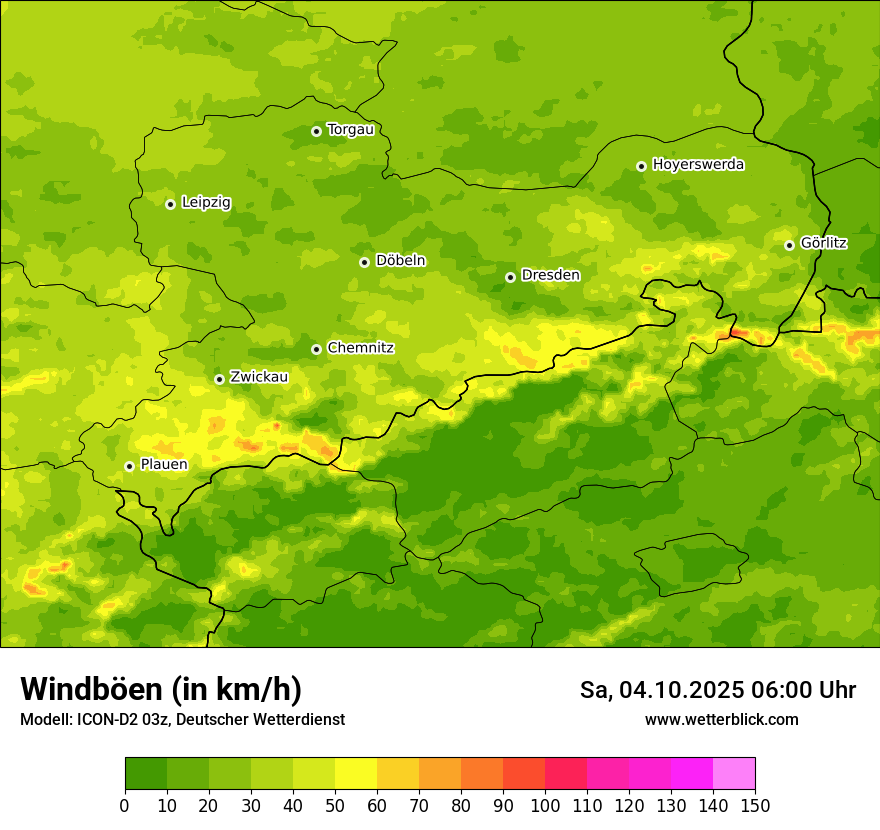 Modellkarten Windgeschwindigkeit