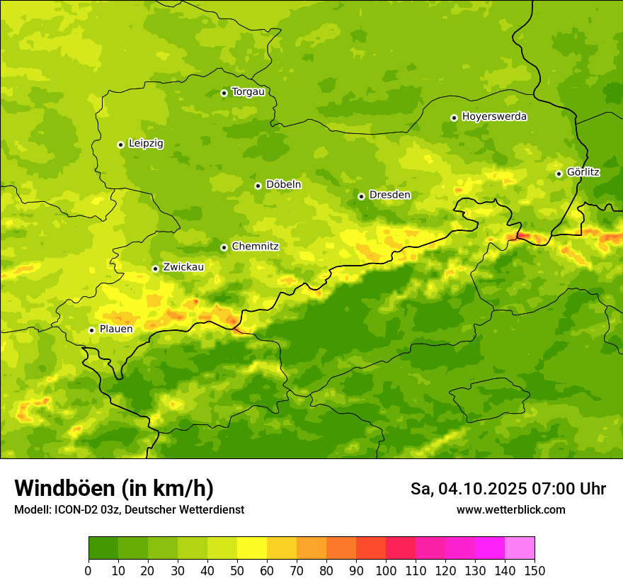 Modellkarten Windgeschwindigkeit