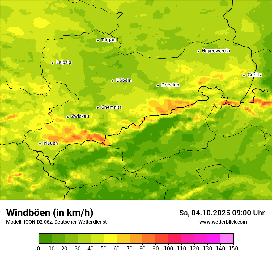 Modellkarten Windgeschwindigkeit