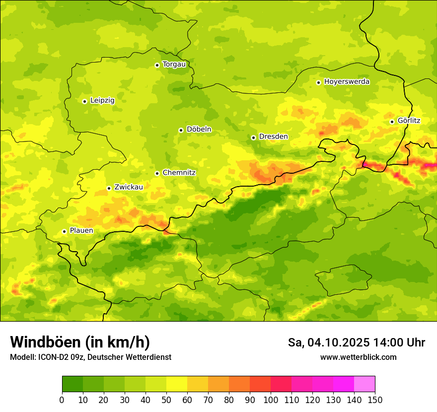 Modellkarten Windgeschwindigkeit
