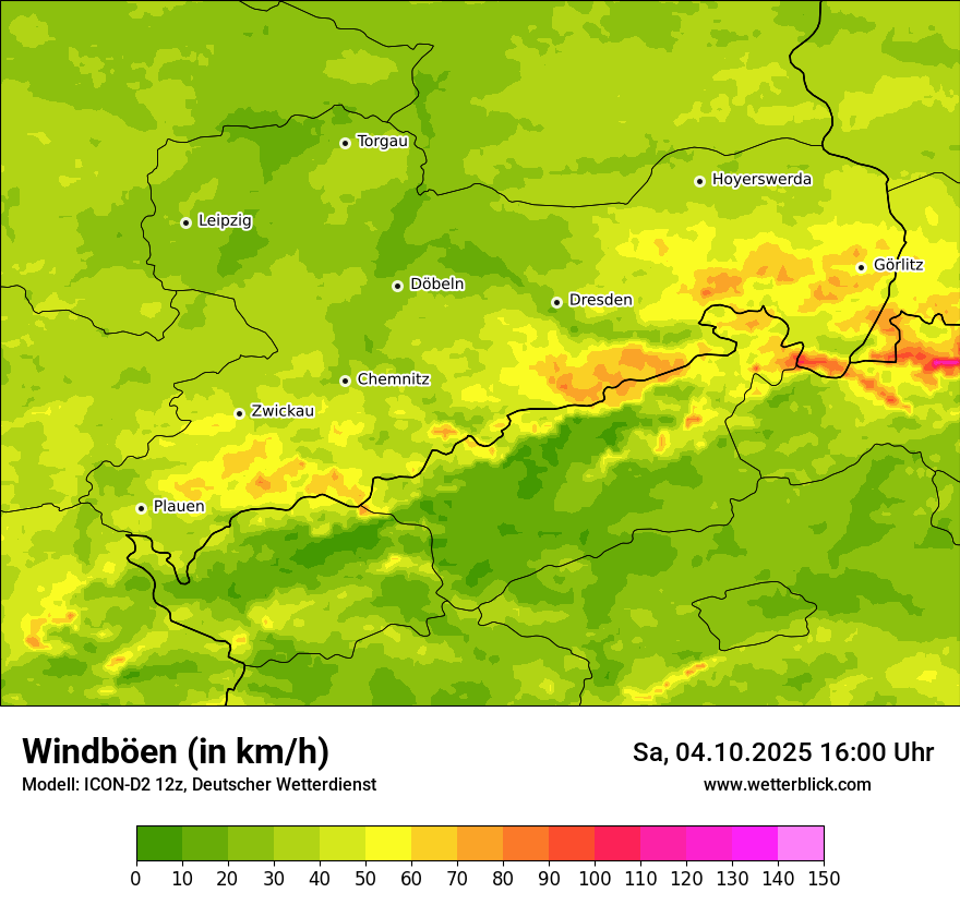 Modellkarten Windgeschwindigkeit
